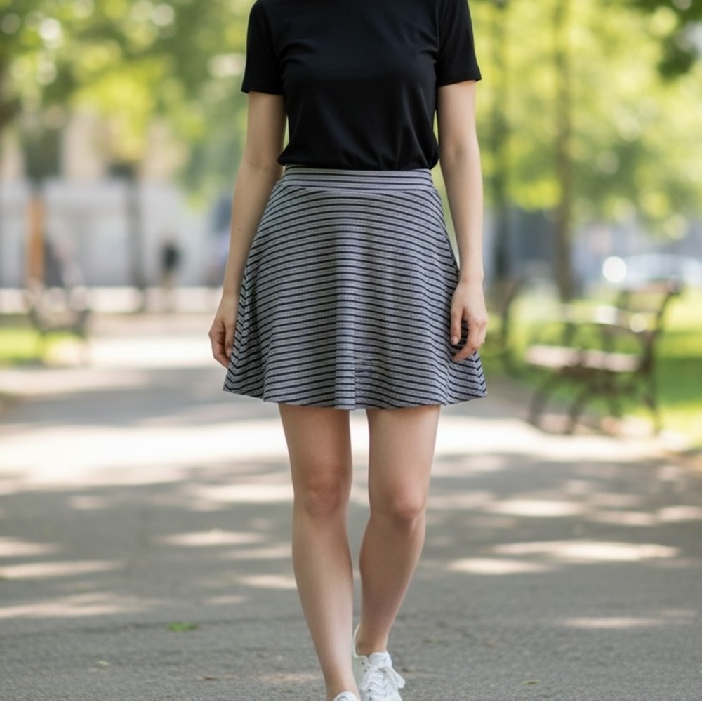 BT62 Zara Trafaluc Trendy Striped A Line Skirt L